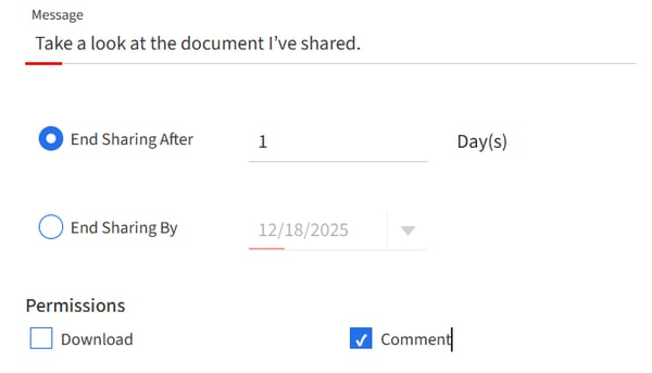 Share document sharing settings