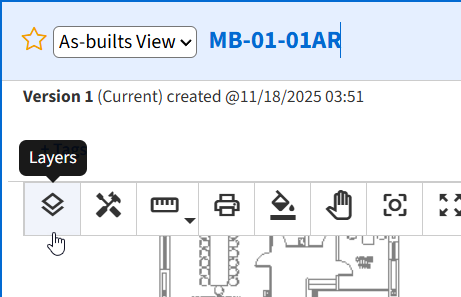 Drawing toolbar with pointer on layers button