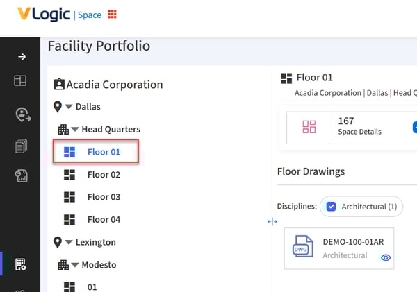 Folder tree with Floor 1 selected.