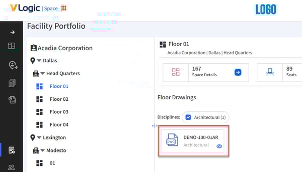 Floor drawing list in tile view with tile boxed.