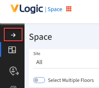 Navigation Menu collapsed with arrow boxed.