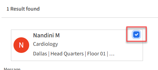 Employee card with selected check box.