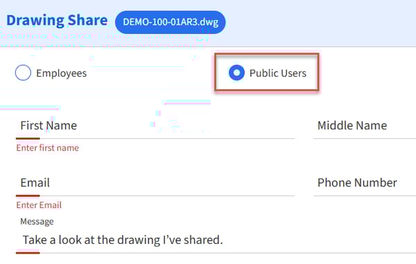 Share public user with public user radio button selected.